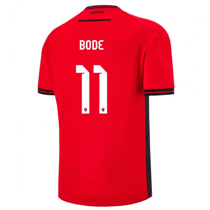 Danxen Niño Camiseta Albania Ersi Bode #11 Rojo Negro 1ª Equipación 26-28 La Camisa