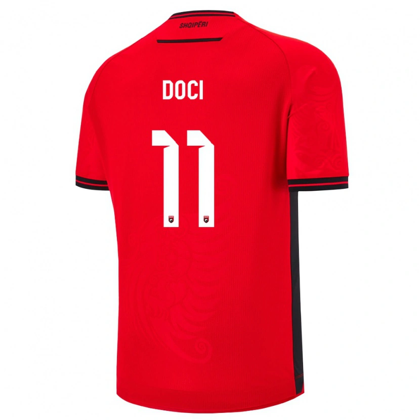 Danxen Niño Camiseta Albania Megi Doçi #11 Rojo Negro 1ª Equipación 26-28 La Camisa