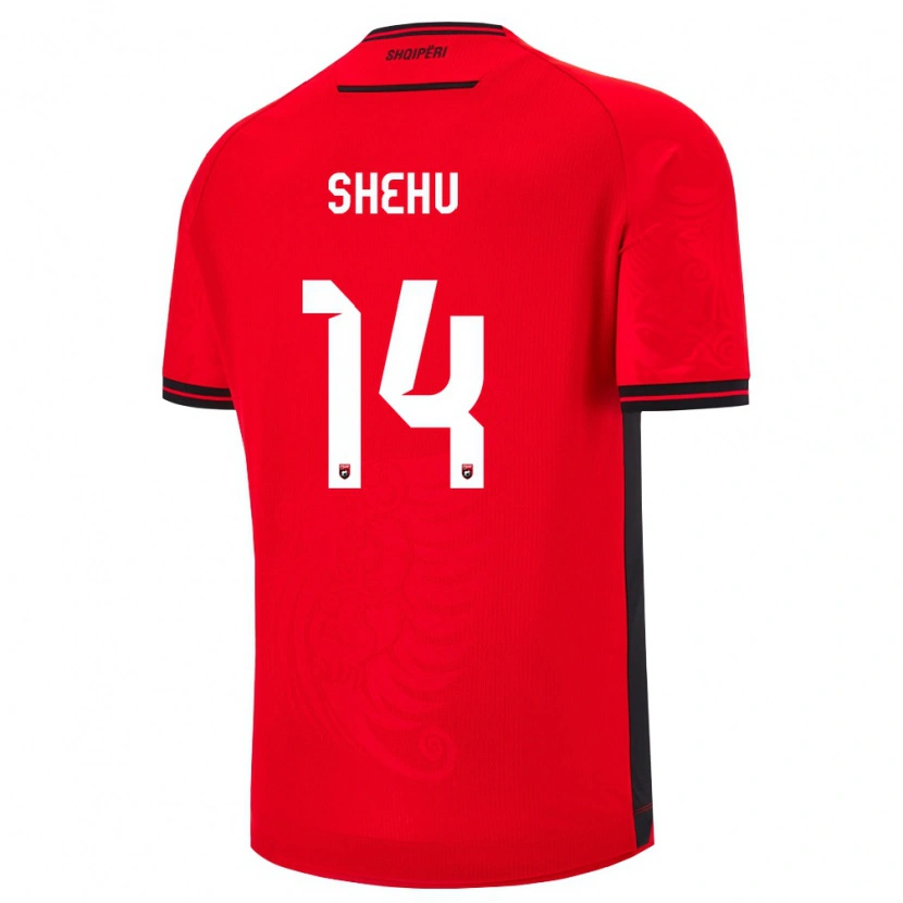 Danxen Niño Camiseta Albania Aidon Shehu #14 Rojo Negro 1ª Equipación 26-28 La Camisa
