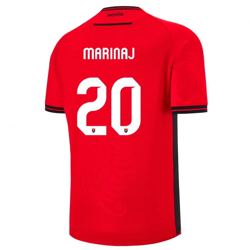 Danxen Niño Camiseta Albania Kledi Marinaj #20 Rojo Negro 1ª Equipación 26-28 La Camisa
