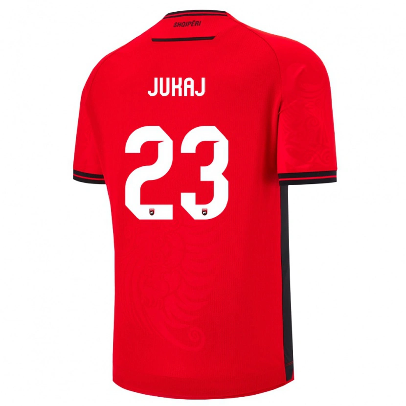 Danxen Niño Camiseta Albania Aron Jukaj #23 Rojo Negro 1ª Equipación 26-28 La Camisa