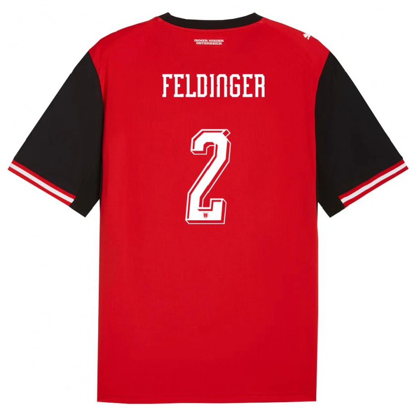Danxen Niño Camiseta Austria Rafael Feldinger #2 Negro Blanco 1ª Equipación 26-28 La Camisa