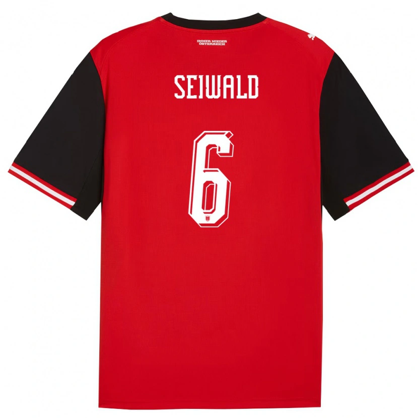 Danxen Niño Camiseta Austria Nicolas Seiwald #6 Negro Blanco 1ª Equipación 26-28 La Camisa