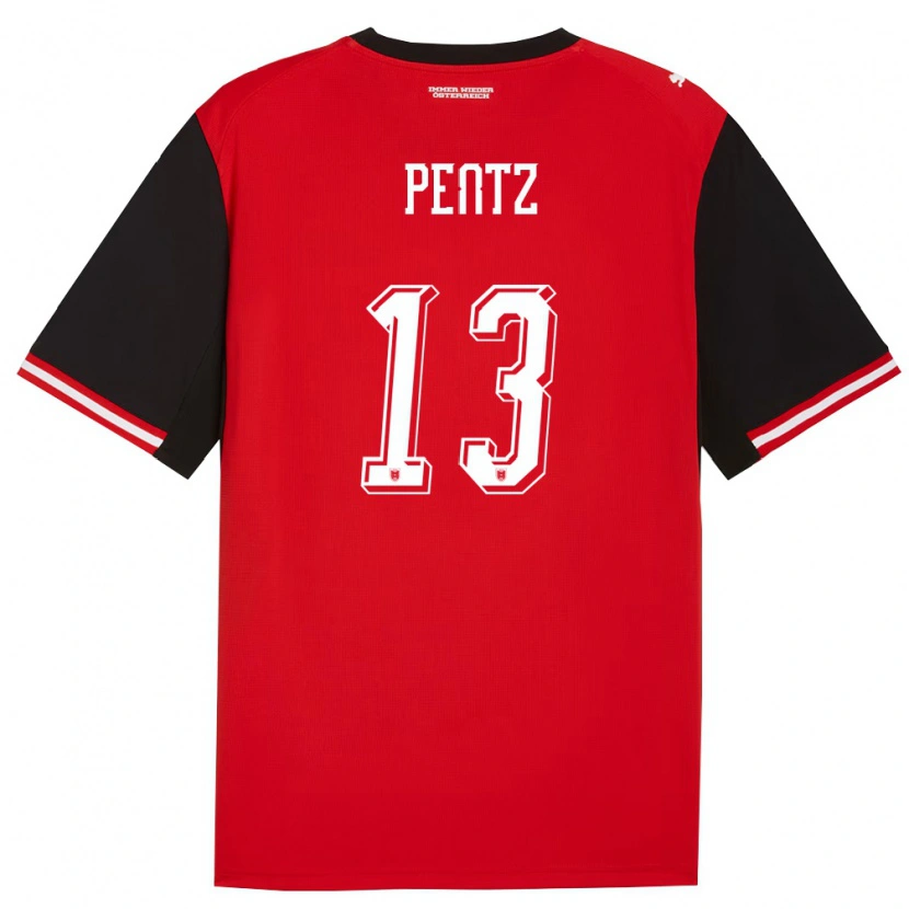 Danxen Niño Camiseta Austria Patrick Pentz #13 Negro Blanco 1ª Equipación 26-28 La Camisa