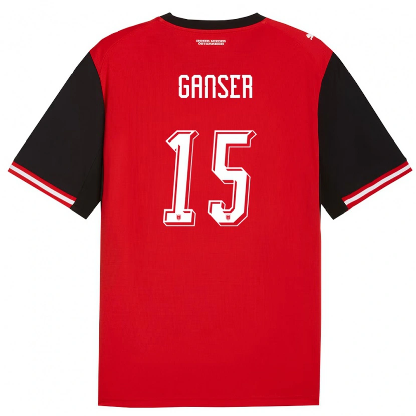 Danxen Niño Camiseta Austria Emil Ganser #15 Negro Blanco 1ª Equipación 26-28 La Camisa