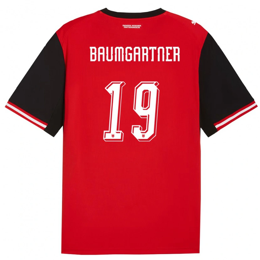 Danxen Niño Camiseta Austria Christoph Baumgartner #19 Negro Blanco 1ª Equipación 26-28 La Camisa