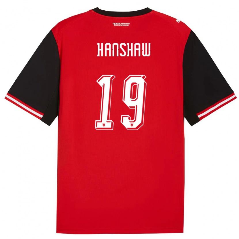 Danxen Niño Camiseta Austria Verena Hanshaw #19 Negro Blanco 1ª Equipación 26-28 La Camisa
