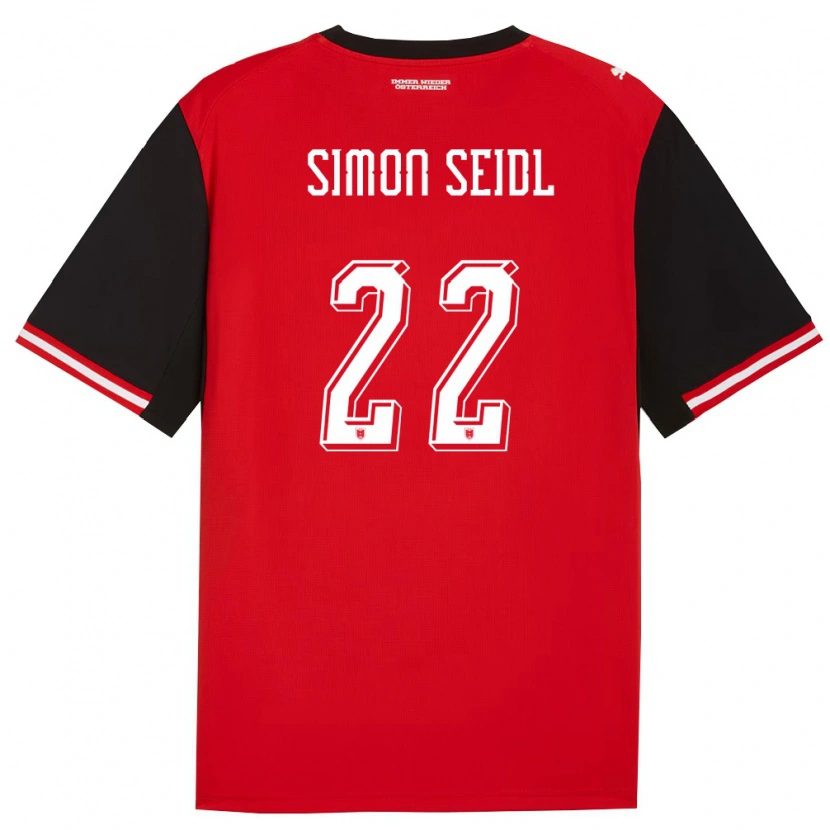 Danxen Niño Camiseta Austria Simon Seidl #22 Negro Blanco 1ª Equipación 26-28 La Camisa