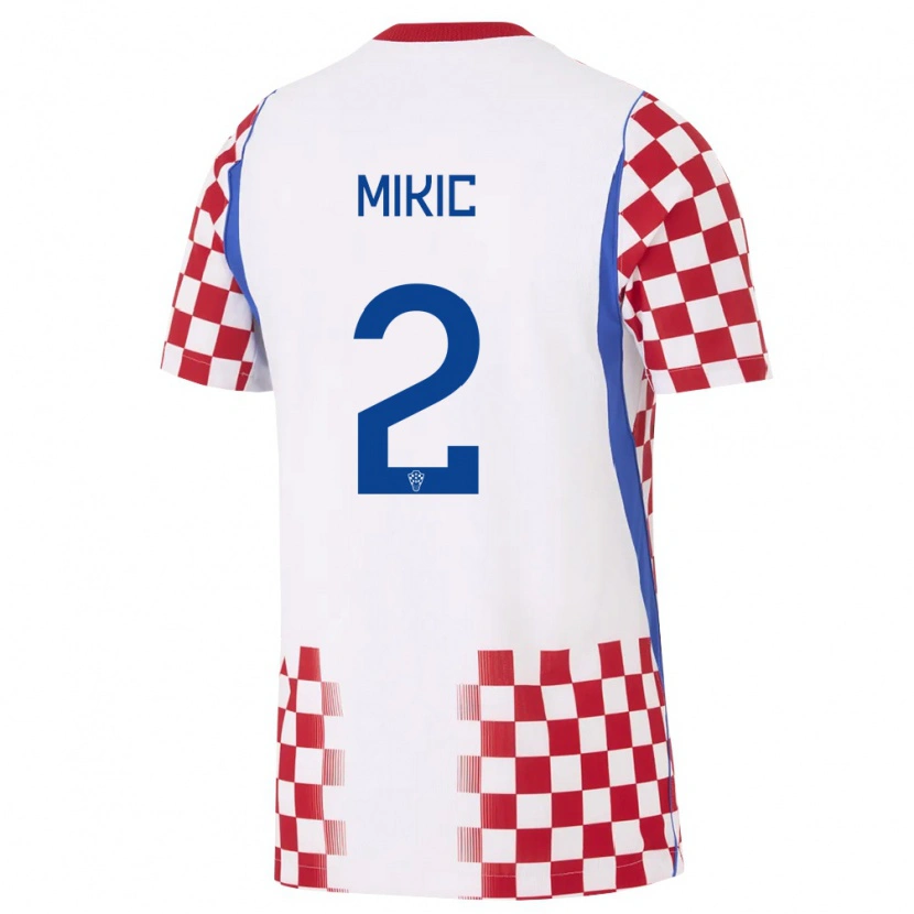 Danxen Niño Camiseta Croacia Noa Mikic #2 Blanco Rojo Azul 1ª Equipación 26-28 La Camisa