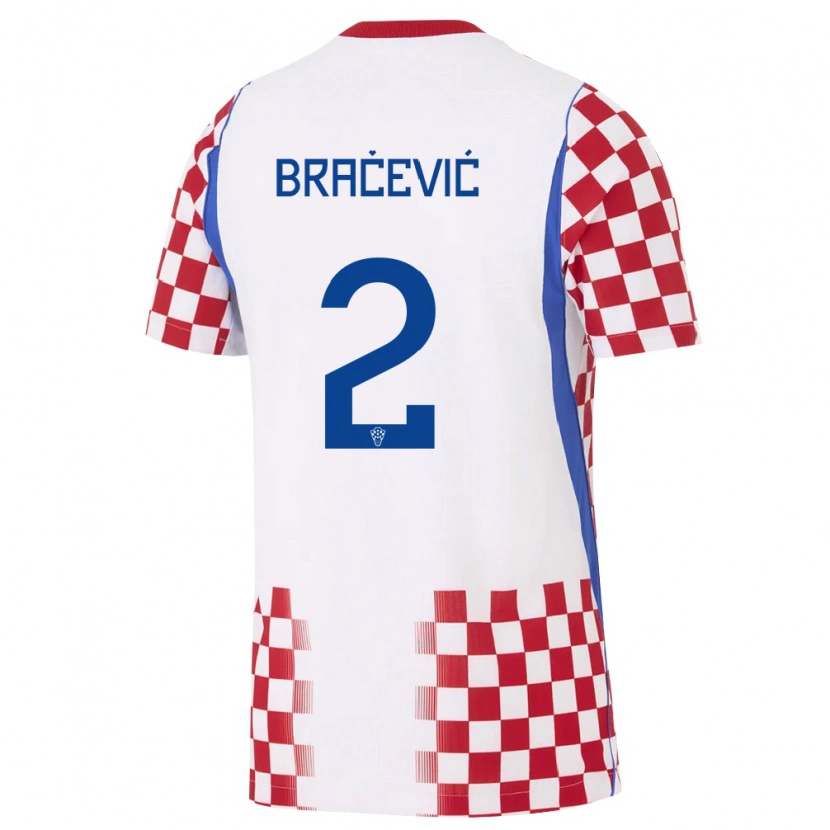 Danxen Niño Camiseta Croacia Petra Bracevic #2 Blanco Rojo Azul 1ª Equipación 26-28 La Camisa