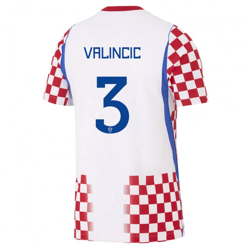 Danxen Niño Camiseta Croacia Moris Valincic #3 Blanco Rojo Azul 1ª Equipación 26-28 La Camisa