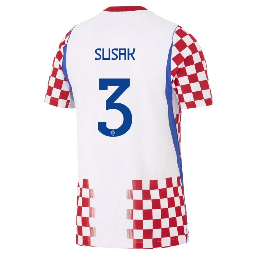 Danxen Niño Camiseta Croacia Ante Susak #3 Blanco Rojo Azul 1ª Equipación 26-28 La Camisa