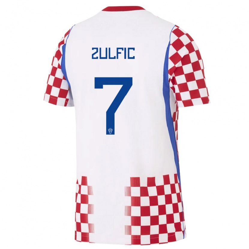 Danxen Niño Camiseta Croacia Karlo Zulfic #7 Blanco Rojo Azul 1ª Equipación 26-28 La Camisa