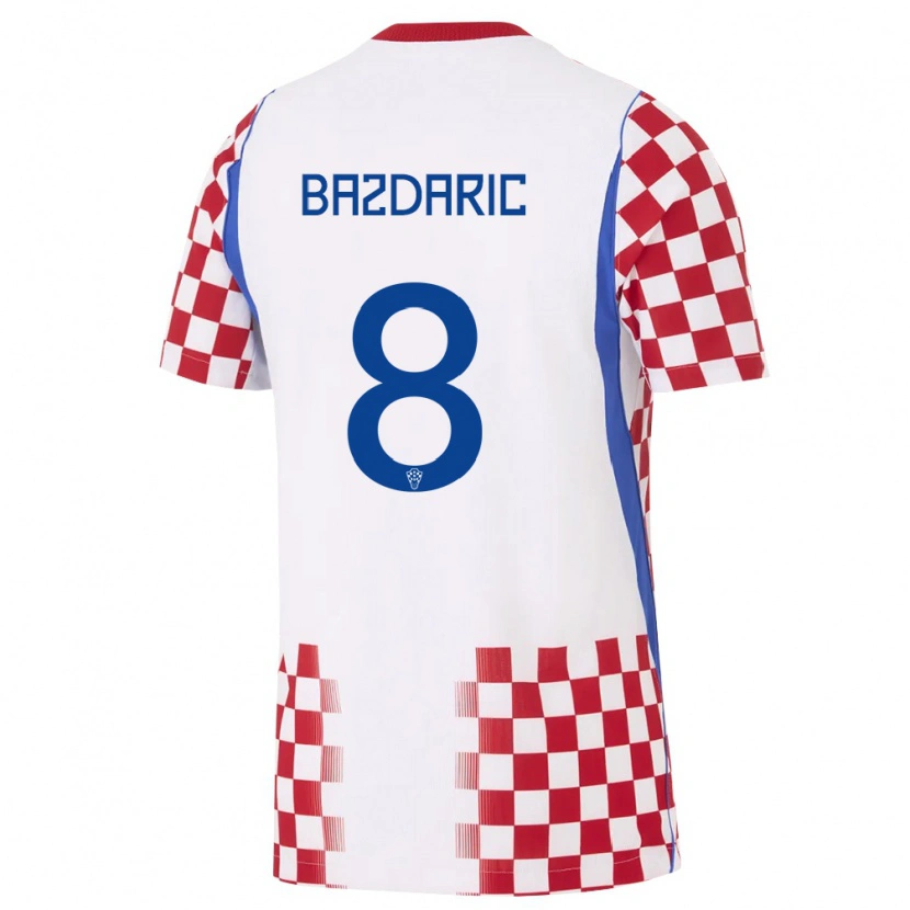 Danxen Niño Camiseta Croacia Antonio Bazdaric #8 Blanco Rojo Azul 1ª Equipación 26-28 La Camisa