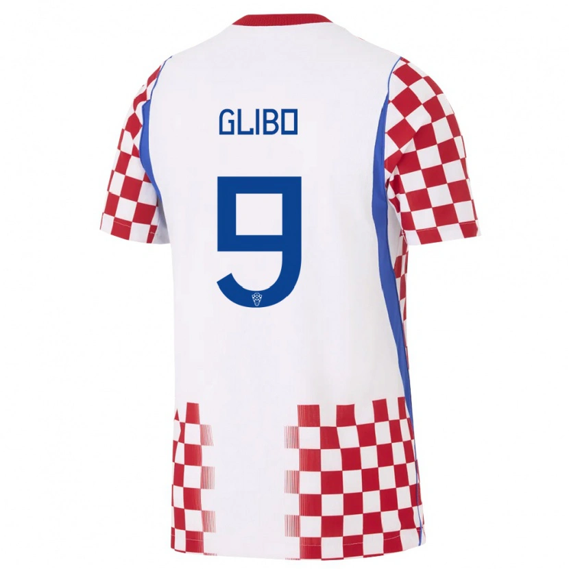 Danxen Niño Camiseta Croacia Andrea Glibo #9 Blanco Rojo Azul 1ª Equipación 26-28 La Camisa
