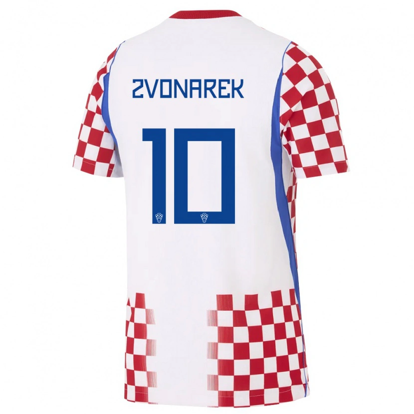 Danxen Niño Camiseta Croacia Lovro Zvonarek #10 Blanco Rojo Azul 1ª Equipación 26-28 La Camisa