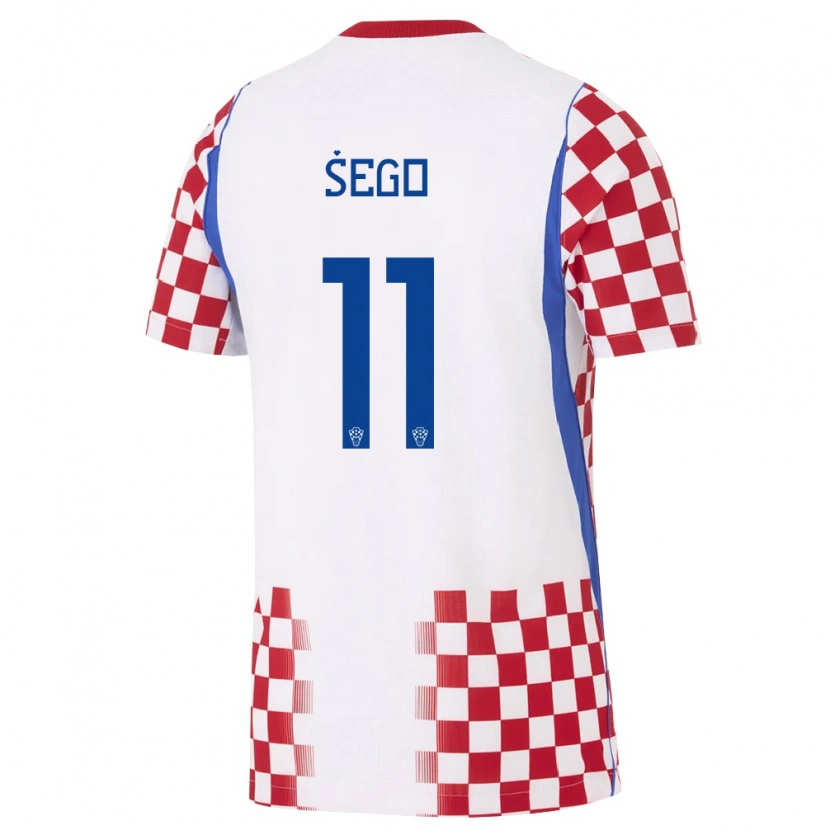 Danxen Niño Camiseta Croacia Michele Sego #11 Blanco Rojo Azul 1ª Equipación 26-28 La Camisa