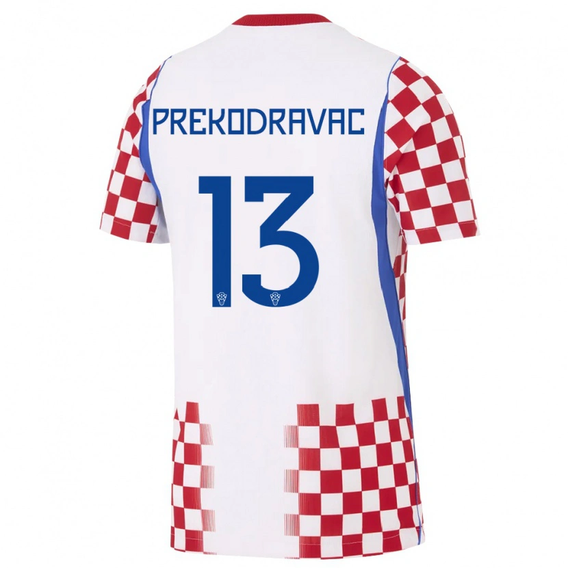 Danxen Niño Camiseta Croacia Marin Prekodravac #13 Blanco Rojo Azul 1ª Equipación 26-28 La Camisa