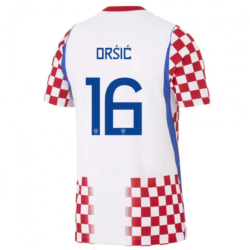 Danxen Niño Camiseta Croacia Mislav Orsic #16 Blanco Rojo Azul 1ª Equipación 26-28 La Camisa