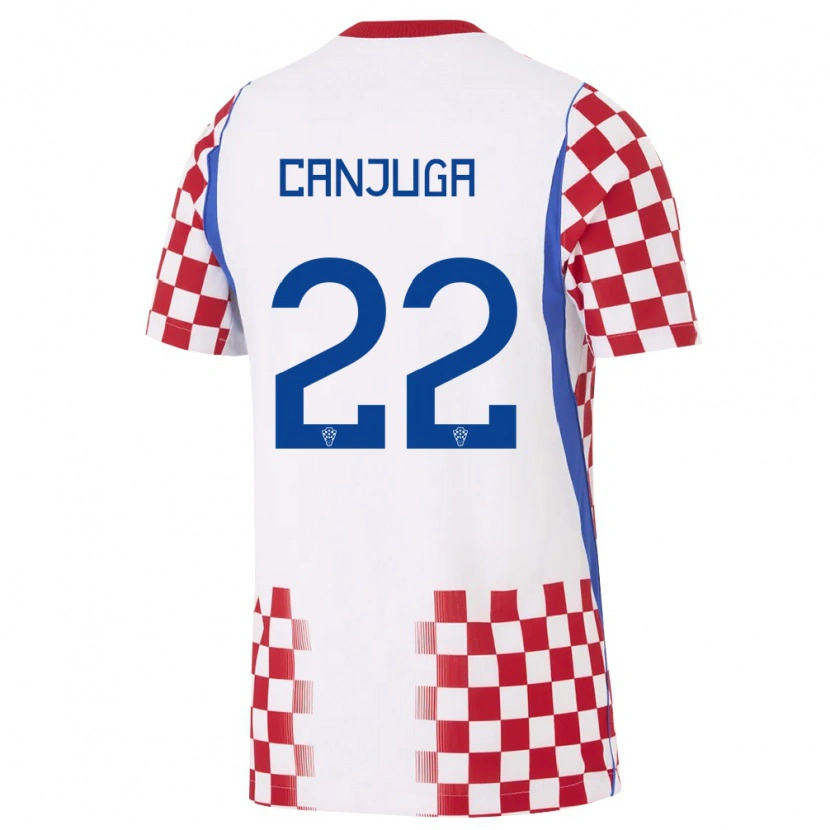 Danxen Niño Camiseta Croacia Ivan Canjuga #22 Blanco Rojo Azul 1ª Equipación 26-28 La Camisa