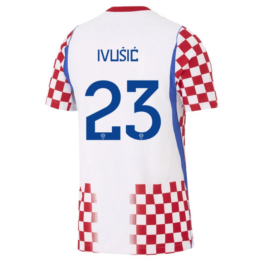 Danxen Niño Camiseta Croacia Ivica Ivusic #23 Blanco Rojo Azul 1ª Equipación 26-28 La Camisa