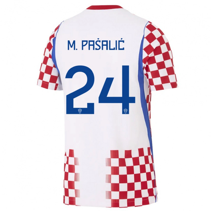 Danxen Niño Camiseta Croacia Marco Pašalić #24 Blanco Rojo Azul 1ª Equipación 26-28 La Camisa