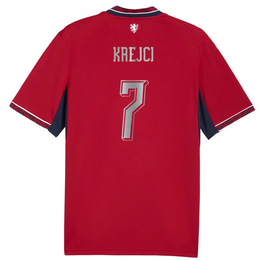 Danxen Niño Camiseta Chequia Ladislav Krejčí #7 Rojo Blanco Marino 1ª Equipación 26-28 La Camisa