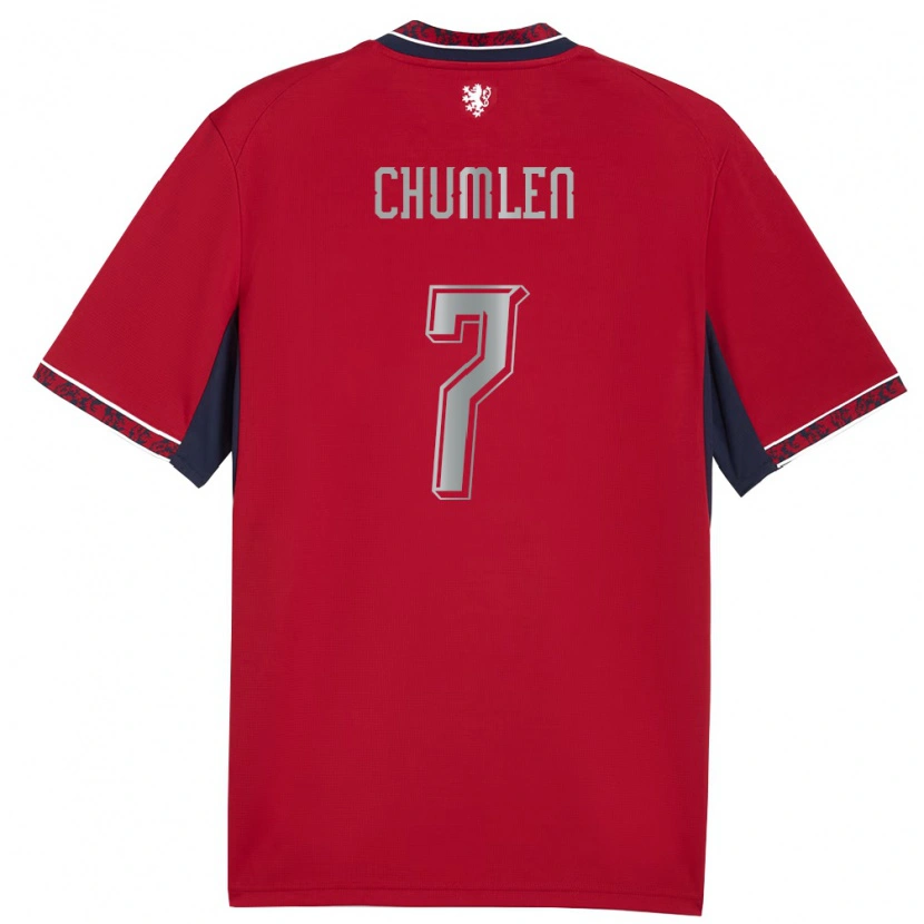 Danxen Niño Camiseta Chequia Nicolas Chumlen #7 Rojo Blanco Marino 1ª Equipación 26-28 La Camisa