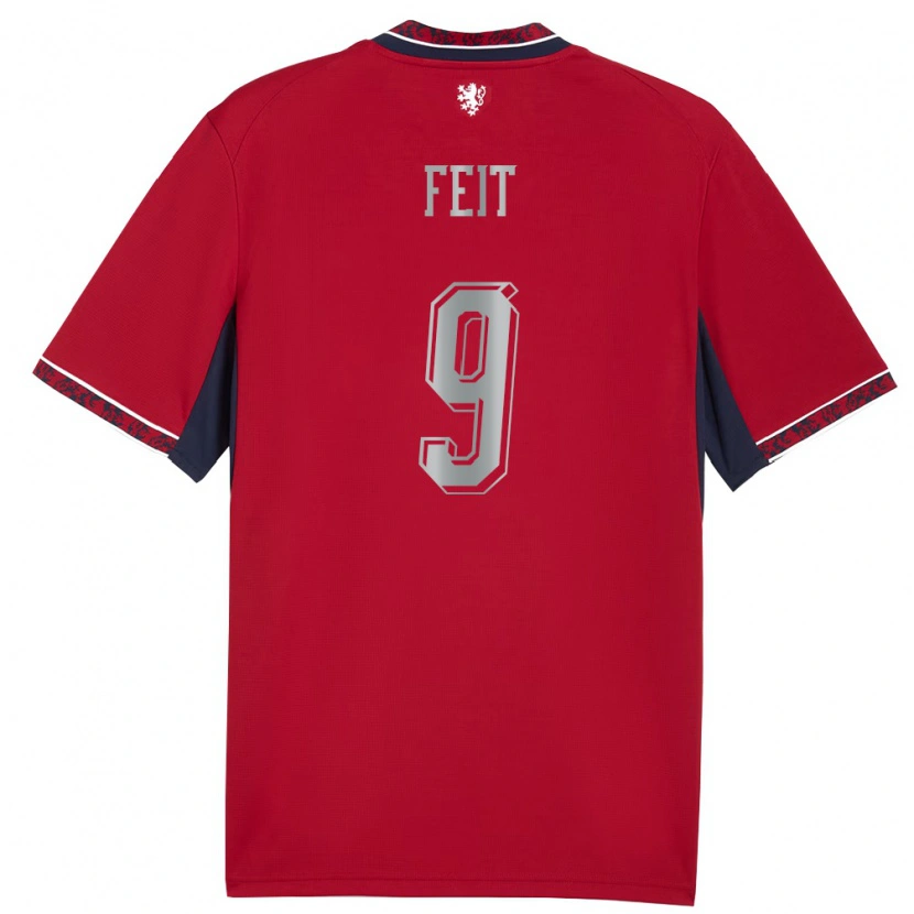 Danxen Niño Camiseta Chequia Jan Feit #9 Rojo Blanco Marino 1ª Equipación 26-28 La Camisa