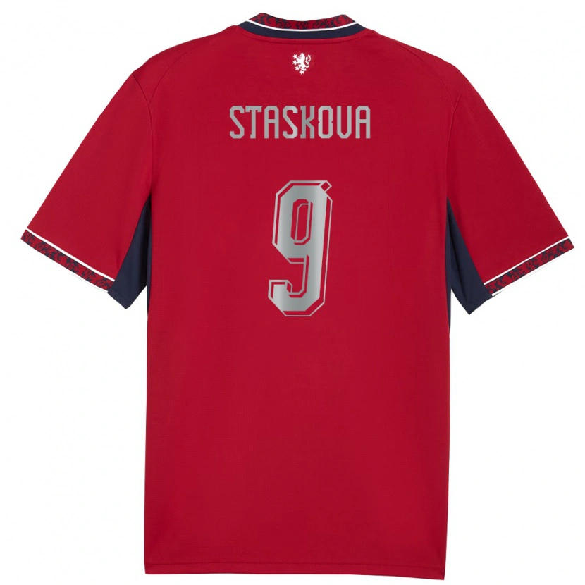 Danxen Niño Camiseta Chequia Andrea Stašková #9 Rojo Blanco Marino 1ª Equipación 26-28 La Camisa