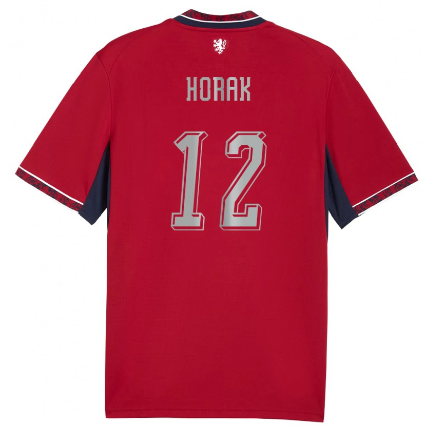 Danxen Niño Camiseta Chequia Jan Horak #12 Rojo Blanco Marino 1ª Equipación 26-28 La Camisa