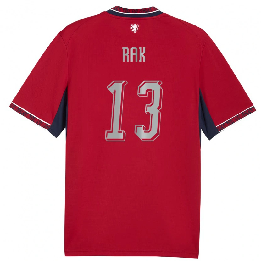 Danxen Niño Camiseta Chequia Filip Rak #13 Rojo Blanco Marino 1ª Equipación 26-28 La Camisa