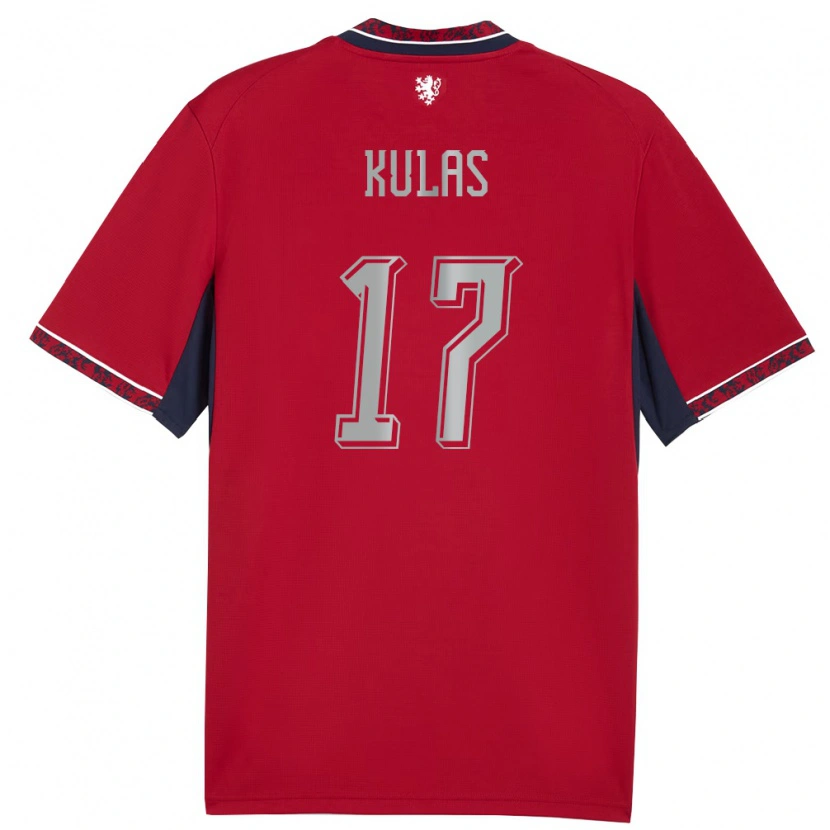 Danxen Niño Camiseta Chequia Martin Kulas #17 Rojo Blanco Marino 1ª Equipación 26-28 La Camisa