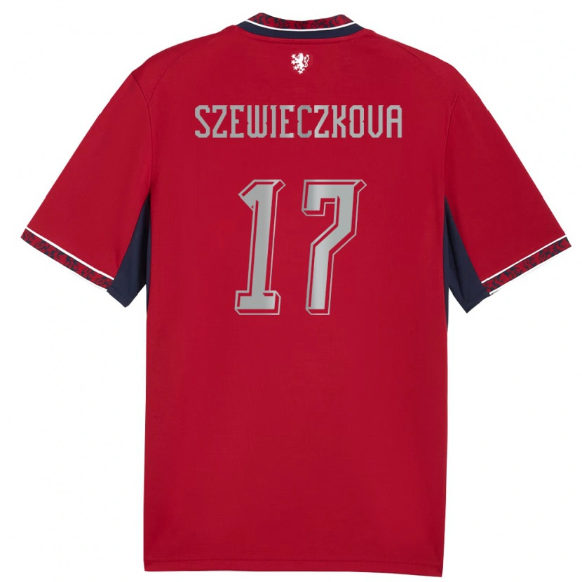 Danxen Niño Camiseta Chequia Tereza Szewieczková #17 Rojo Blanco Marino 1ª Equipación 26-28 La Camisa