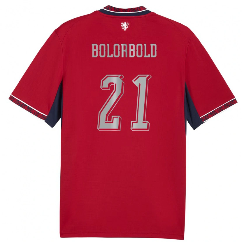 Danxen Niño Camiseta Chequia Chinguun Bolorbold #21 Rojo Blanco Marino 1ª Equipación 26-28 La Camisa