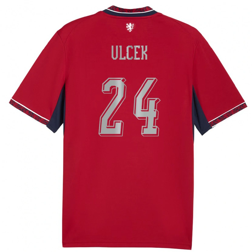 Danxen Niño Camiseta Chequia Tomas Vlcek #24 Rojo Blanco Marino 1ª Equipación 26-28 La Camisa