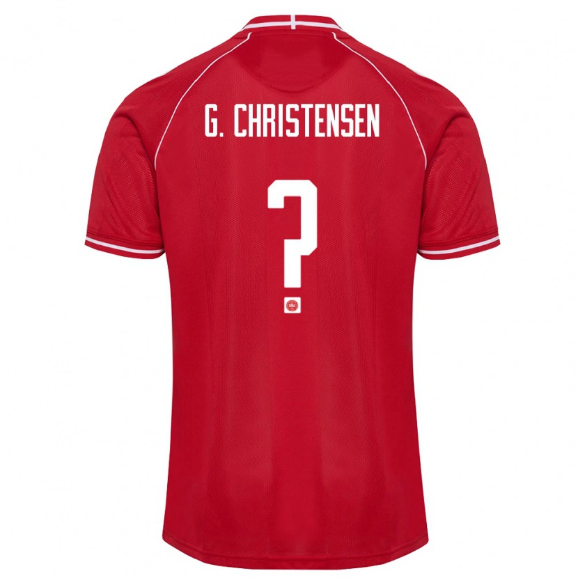 Danxen Niño Camiseta Dinamarca Gustav Christensen #0 Rojo Blanco 1ª Equipación 26-28 La Camisa