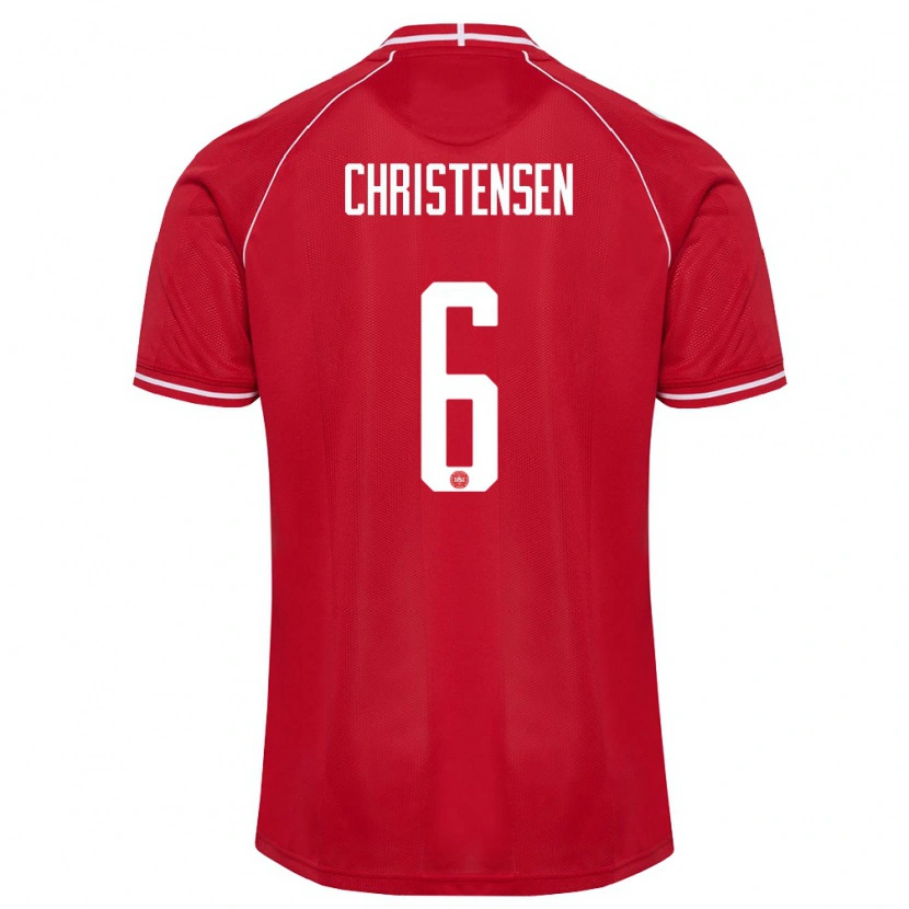 Danxen Niño Camiseta Dinamarca Andreas Christensen #6 Rojo Blanco 1ª Equipación 26-28 La Camisa