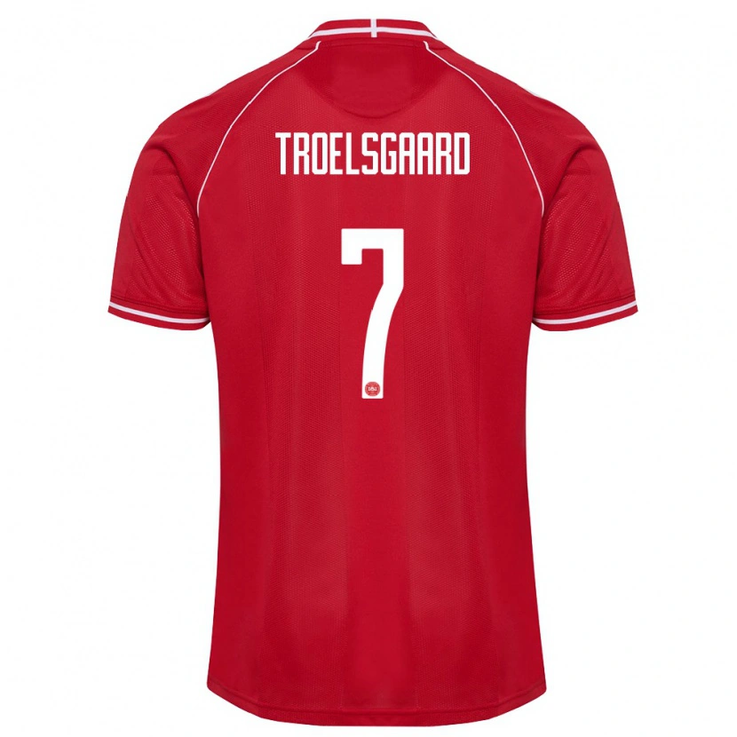 Danxen Niño Camiseta Dinamarca Sanne Troelsgaard #7 Rojo Blanco 1ª Equipación 26-28 La Camisa
