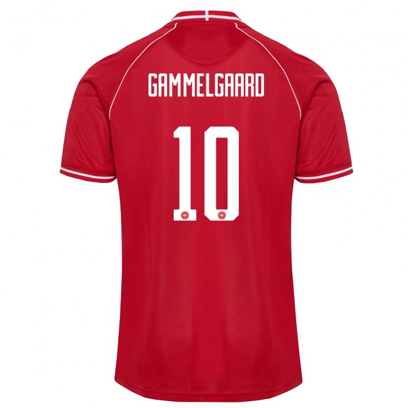 Danxen Niño Camiseta Dinamarca Nicolas Gammelgaard #10 Rojo Blanco 1ª Equipación 26-28 La Camisa