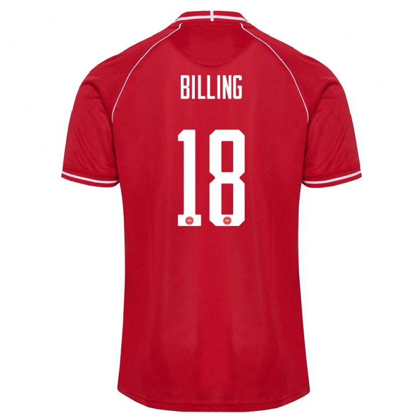 Danxen Niño Camiseta Dinamarca Philip Billing #18 Rojo Blanco 1ª Equipación 26-28 La Camisa