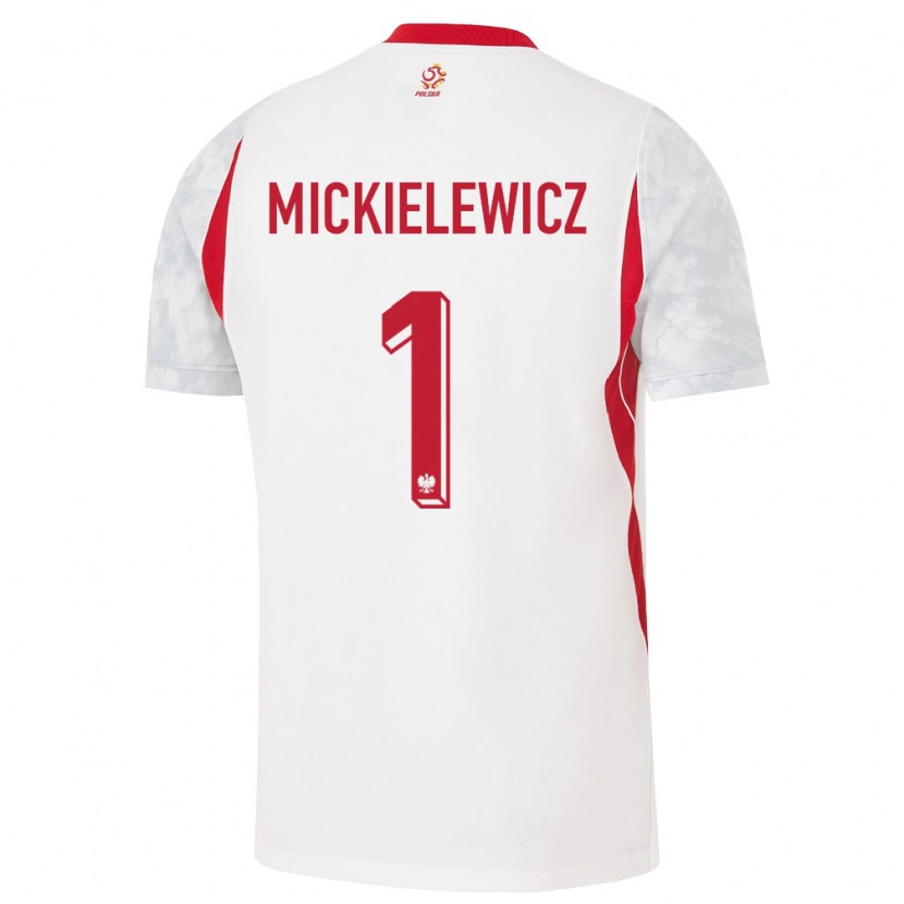 Danxen Niño Camiseta Polonia Aleksander Mickielewicz #1 Blanco Rojo Gris 1ª Equipación 26-28 La Camisa