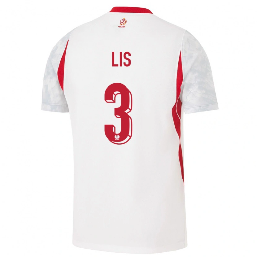 Danxen Niño Camiseta Polonia Adrian Lis #3 Blanco Rojo Gris 1ª Equipación 26-28 La Camisa
