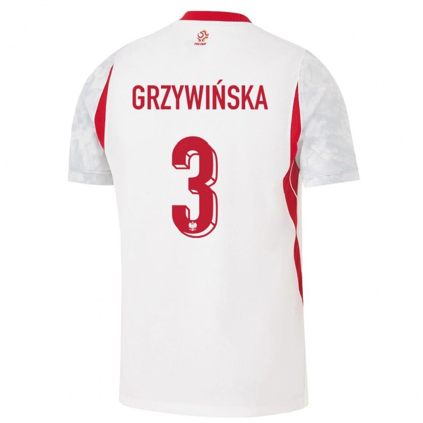 Danxen Niño Camiseta Polonia Gabriela Grzywinska #3 Blanco Rojo Gris 1ª Equipación 26-28 La Camisa