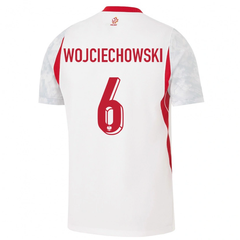 Danxen Niño Camiseta Polonia Maciej Wojciechowski #6 Blanco Rojo Gris 1ª Equipación 26-28 La Camisa