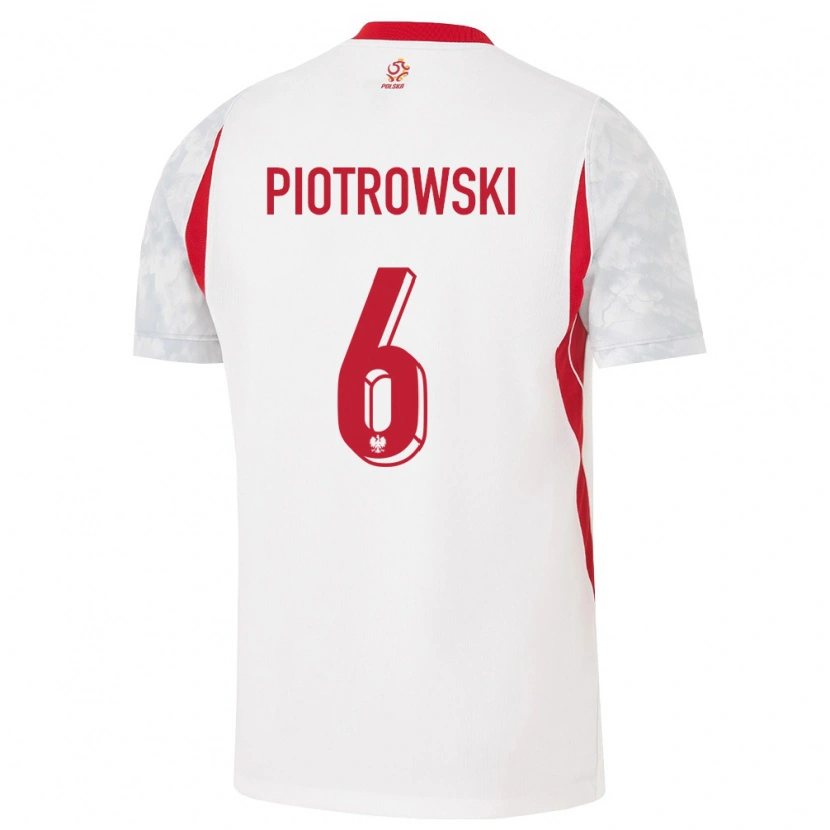 Danxen Niño Camiseta Polonia Jakub Piotrowski #6 Blanco Rojo Gris 1ª Equipación 26-28 La Camisa
