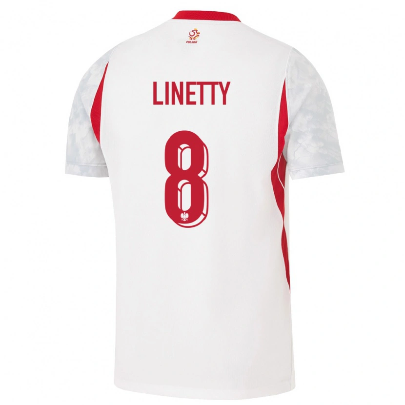 Danxen Niño Camiseta Polonia Karol Linetty #8 Blanco Rojo Gris 1ª Equipación 26-28 La Camisa
