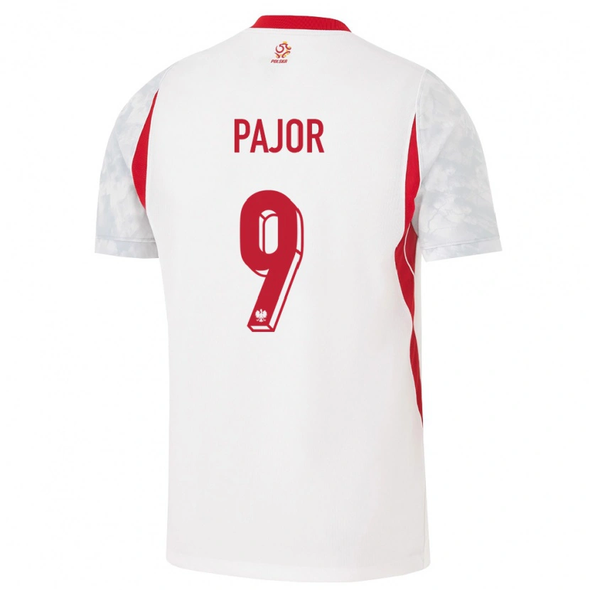 Danxen Niño Camiseta Polonia Ewa Pajor #9 Blanco Rojo Gris 1ª Equipación 26-28 La Camisa
