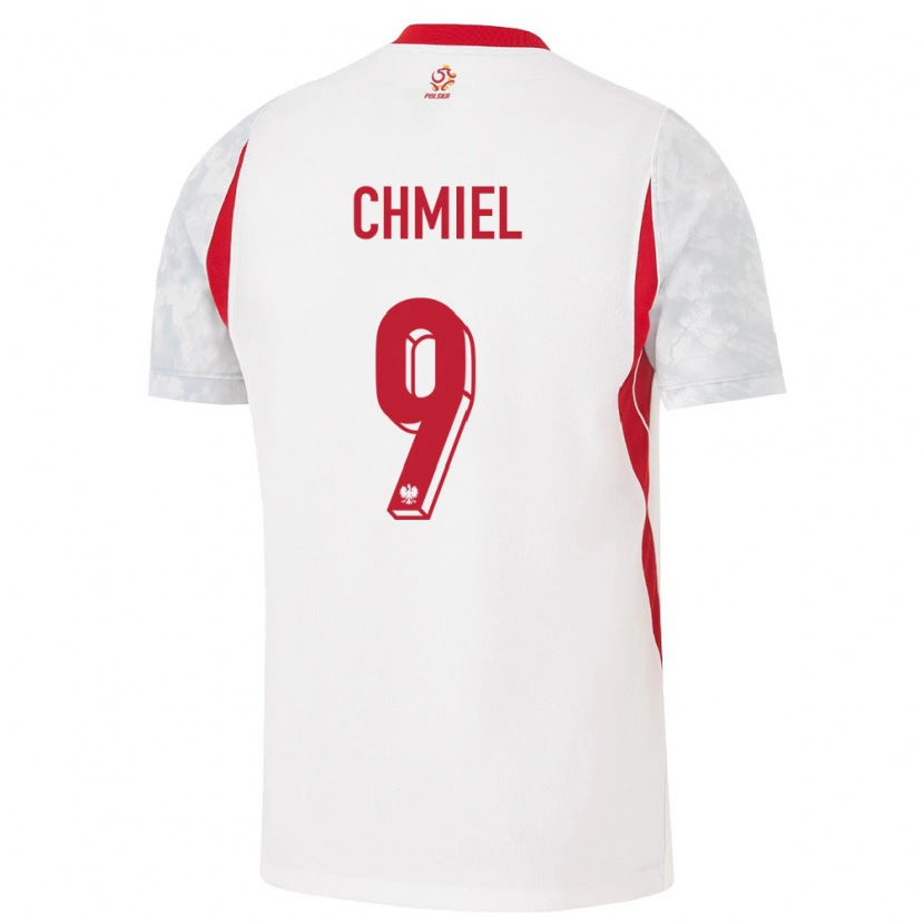 Danxen Niño Camiseta Polonia George Chmiel #9 Blanco Rojo Gris 1ª Equipación 26-28 La Camisa
