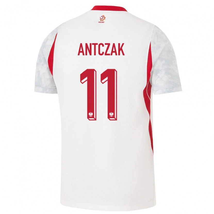 Danxen Niño Camiseta Polonia Jakub Antczak #11 Blanco Rojo Gris 1ª Equipación 26-28 La Camisa